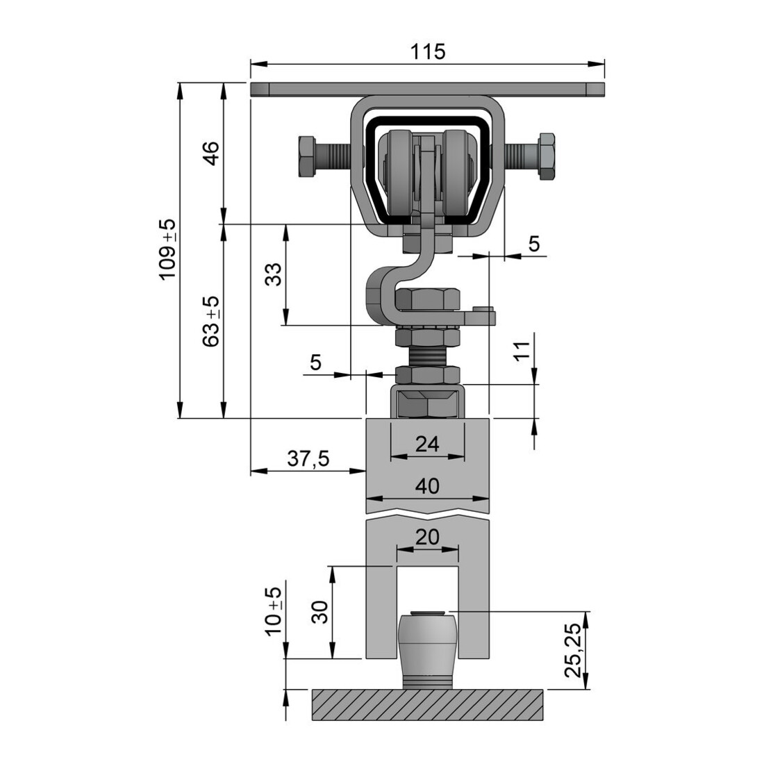 HELM WOELM, 300, Montage plafond, 200kg, 2000mm