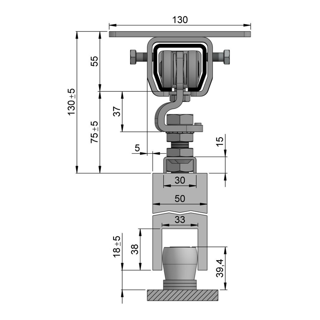 HELM WOELM, 400, Montage plafond, 400 kg, 2000 mm