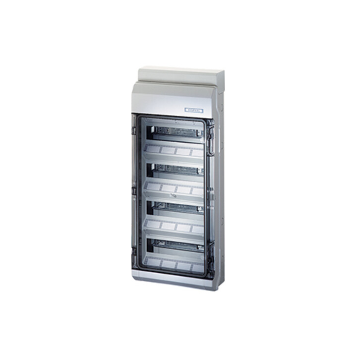 Hensel Automatengehäuse KV 4548 aus Polycarbonat mit Deckel und Tragschiene (48 TE, 4x12x18 mm, IP54) für Elektroverteilung, 6100229