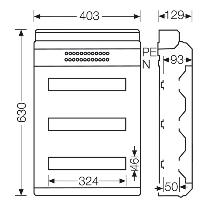 Hensel Boîtier automatique 54TE 3x18x18mm IP54 KV 3554