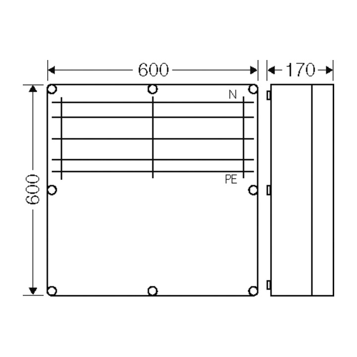 Hensel Boîtier de barres omnibus 630A 600x600x170mm Mi 6856