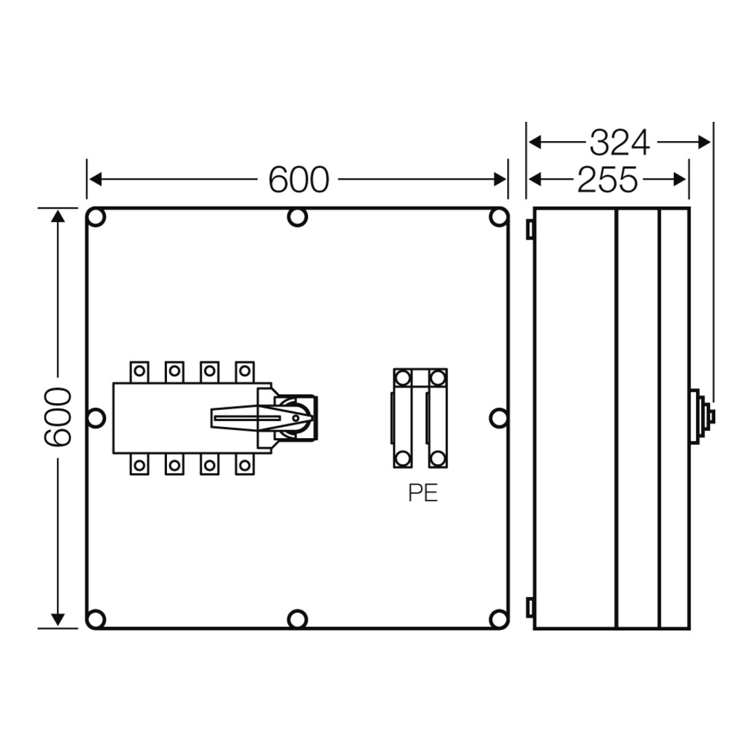 Hensel Boîtier de commutateur de charge Mi 250A 4 pôles + PE Mi 7882