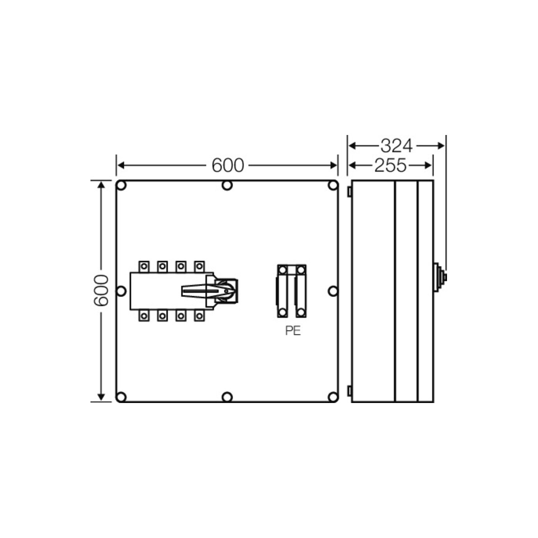 Hensel Boîtier de commutateur de charge Mi 250A 4 pôles + PE Mi 7882