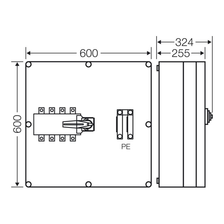Hensel Boîtier de commutateur de charge Mi 250A 4 pôles + PE Mi 7882
