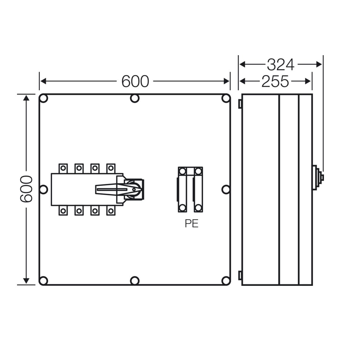 Hensel Boîtier de commutateur de charge Mi 250A 4 pôles + PE Mi 7882