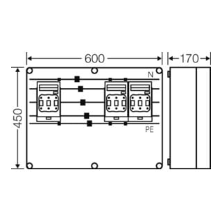 Hensel Boîtier de disjoncteur NH 3x3xNH00 250A 5 pôles Mi 6632