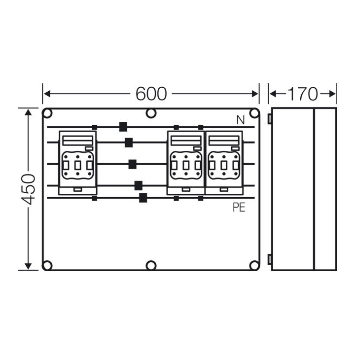Hensel Boîtier de disjoncteur NH 3x3xNH00 250A 5 pôles Mi 6632