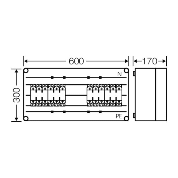 Hensel Boîtier de disjoncteurs 4xNH00 3p.250A 5p avec Mi 6461