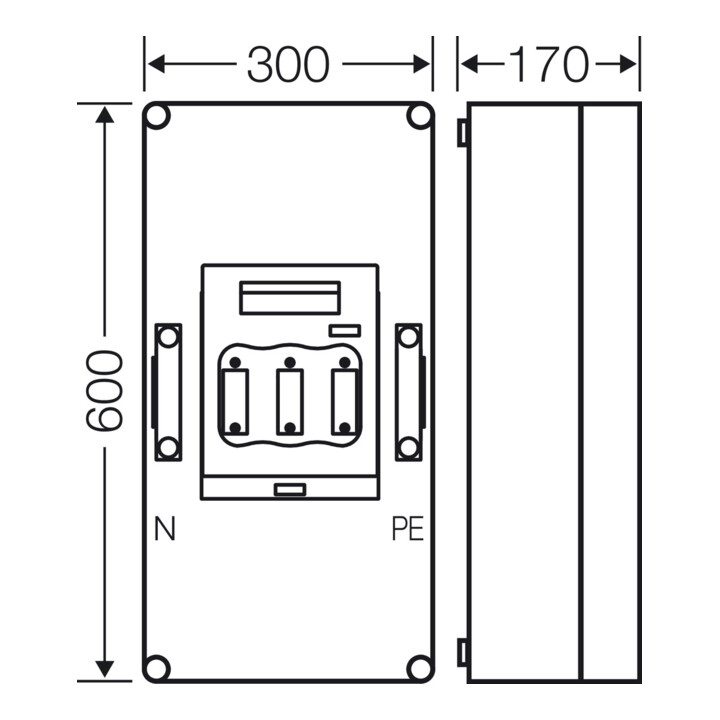 Hensel Boîtier de fusibles 1xNH1 3p. 250A avec PE et N Mi 5451