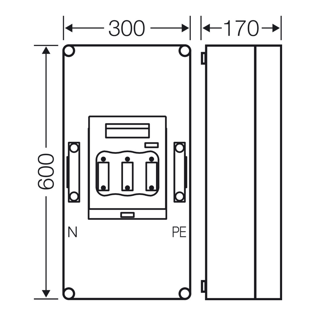 Hensel Boîtier de fusibles 1xNH1 3p. 250A avec PE et N Mi 5451