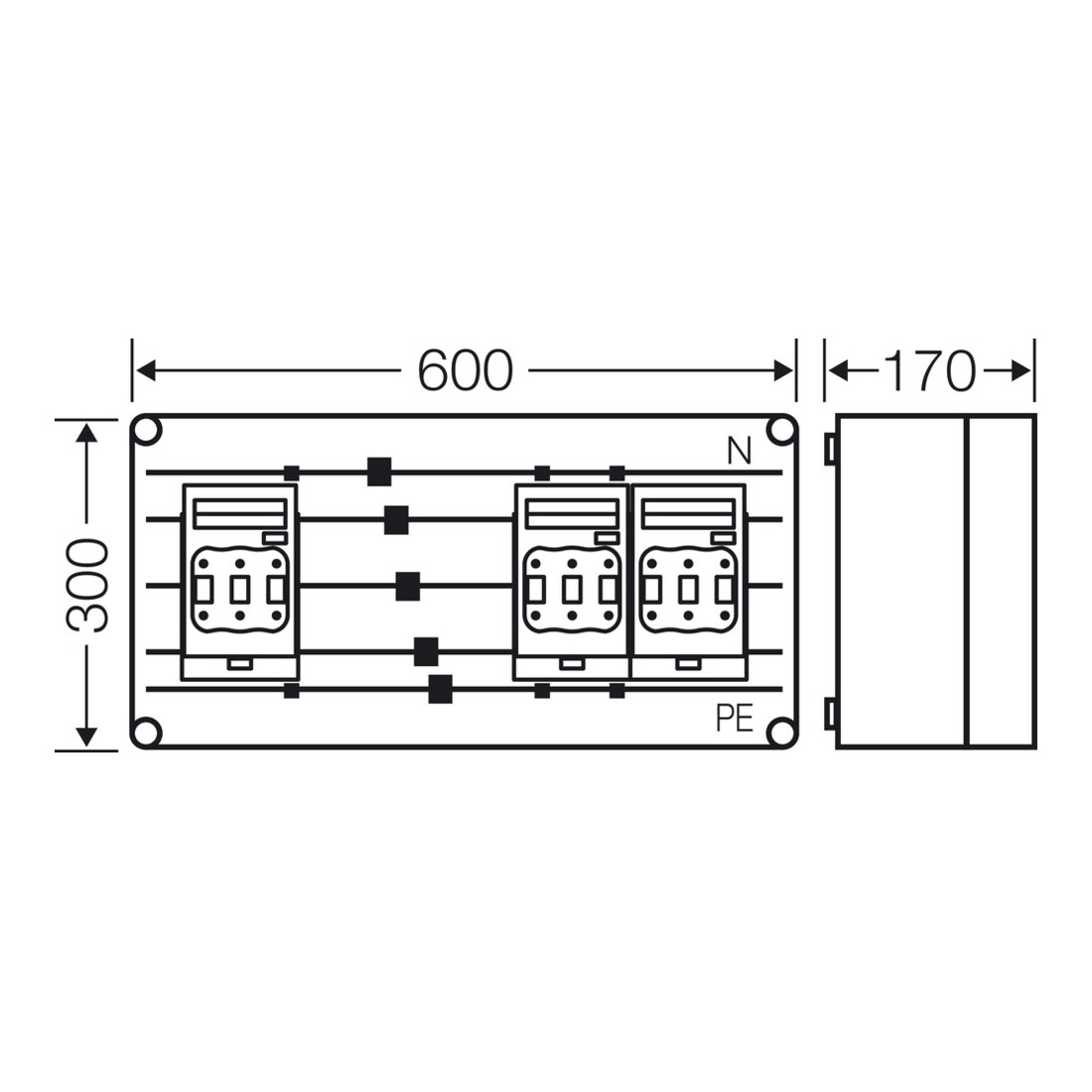 Hensel Boîtier de fusibles 3x NH00 avec 6436