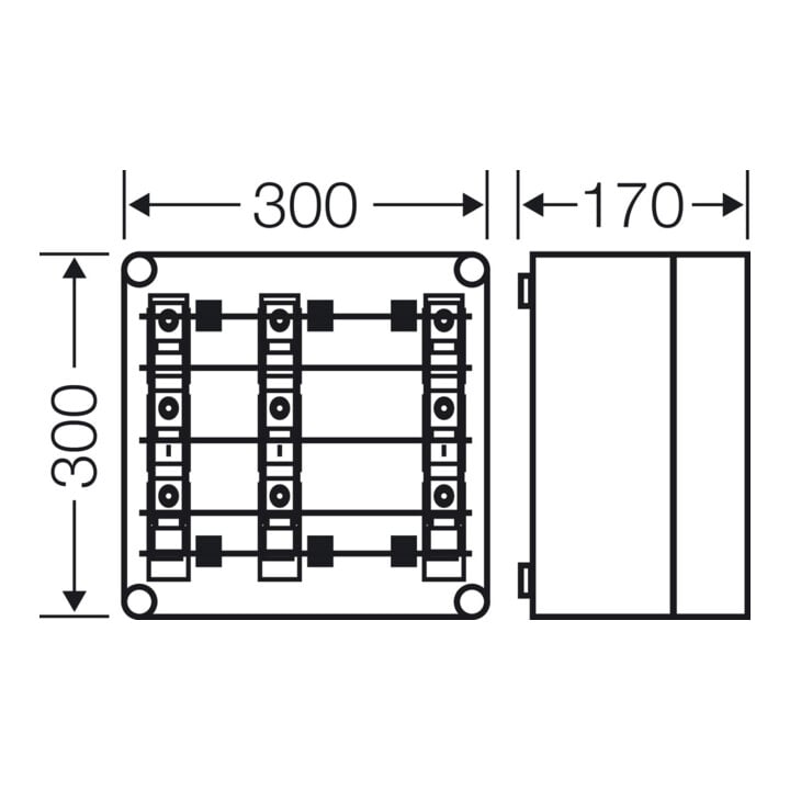 Hensel Boîtier de fusibles 3x3x63A, D02 Mi 3266