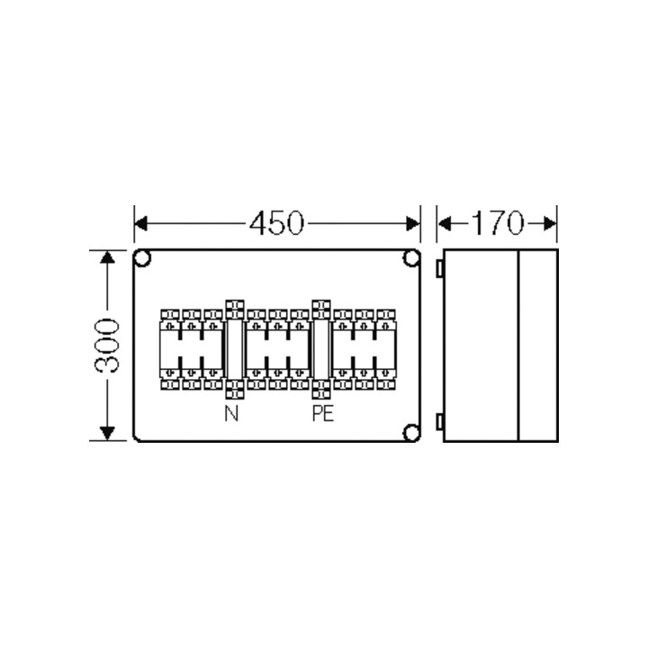 Hensel Boîtier de fusibles 3xNH00 3p. 125A+PE+N avec 4350