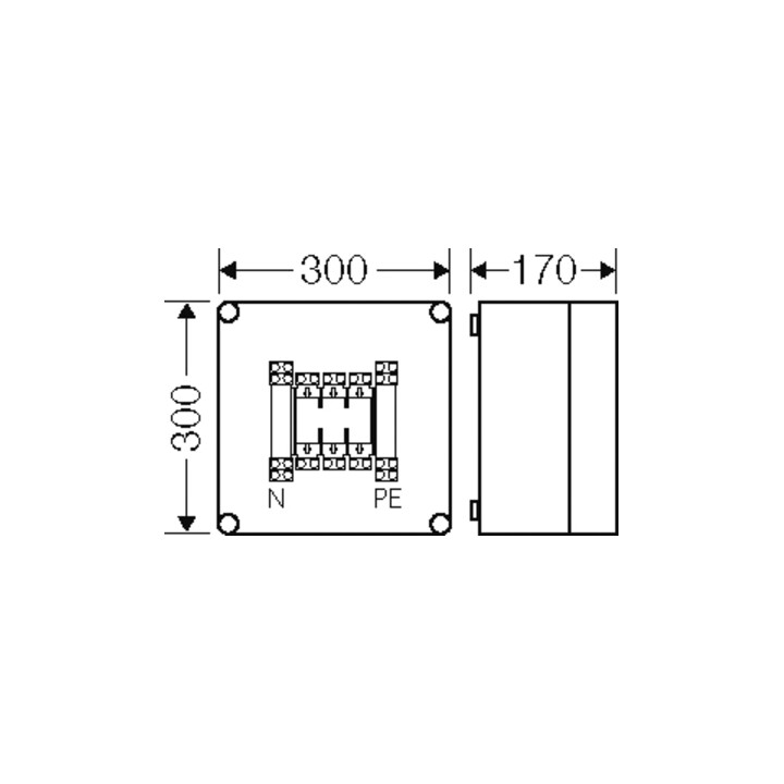 Hensel Boîtier de fusibles NH00 3p. 125A+PE+N Mi 4205