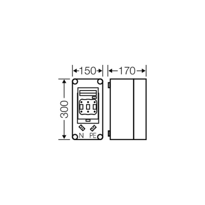 Hensel Boîtier de protection 1xNH00 3p. 160A avec PE et N Mi 5150