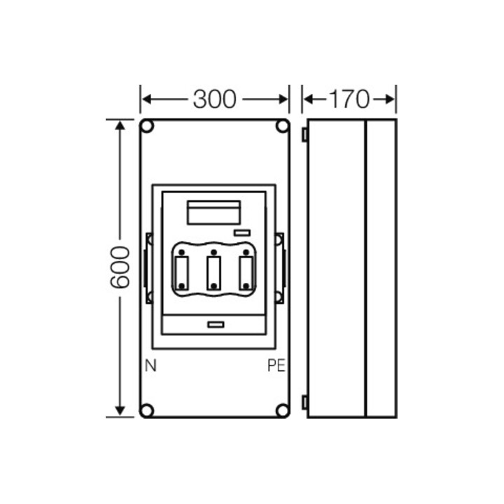 Hensel Boîtier de protection 1xNH2 3p. 400A avec PE et N Mi 5452