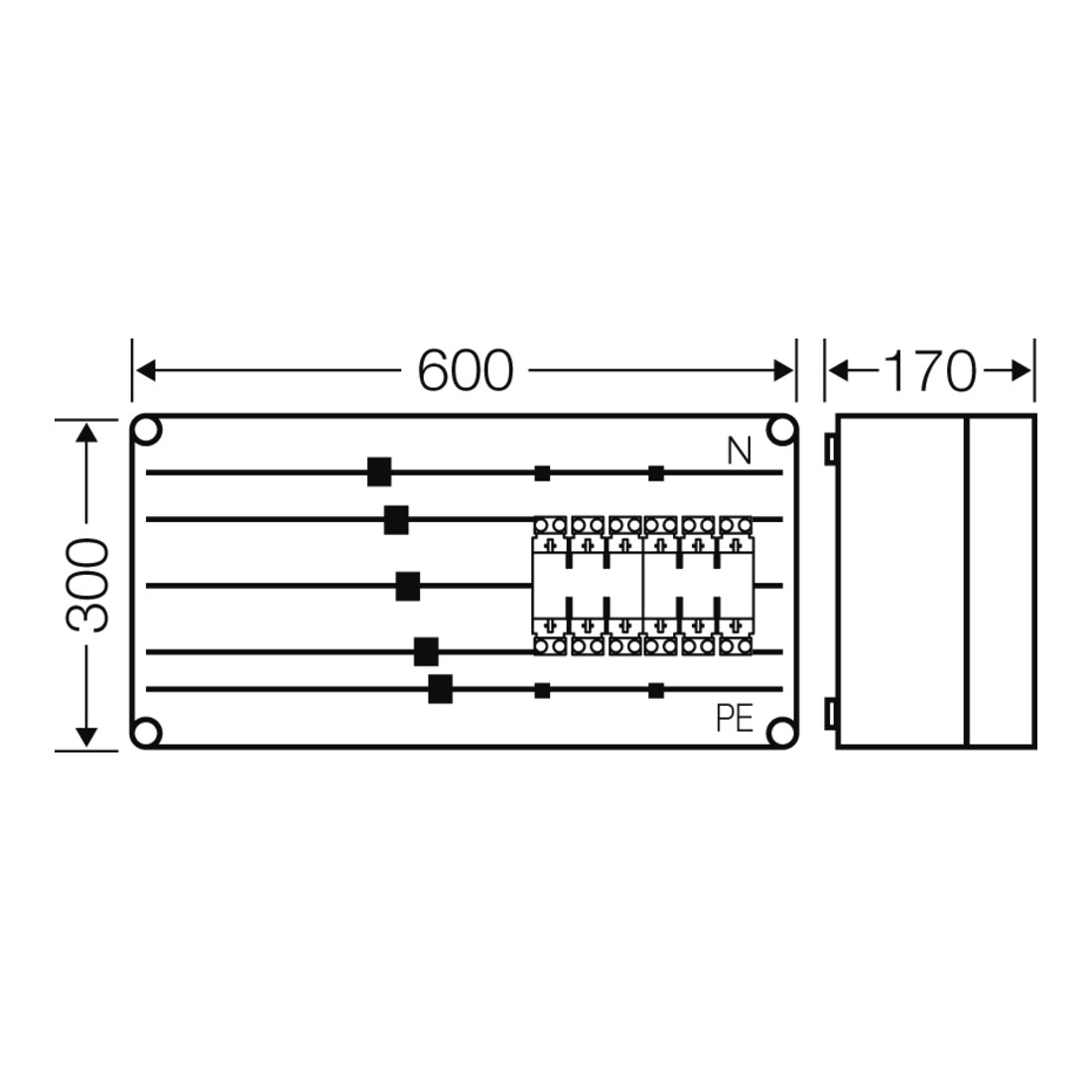 Hensel Boîtier de protection 2xNH00 3p.250A 5p avec Mi 6422