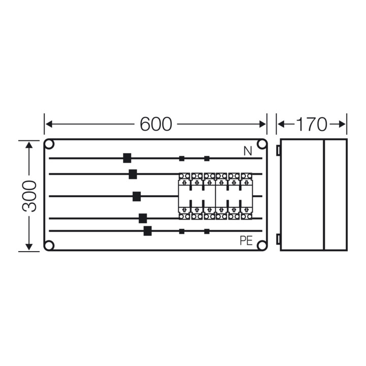 Hensel Boîtier de protection 2xNH00 3p.250A 5p avec Mi 6422