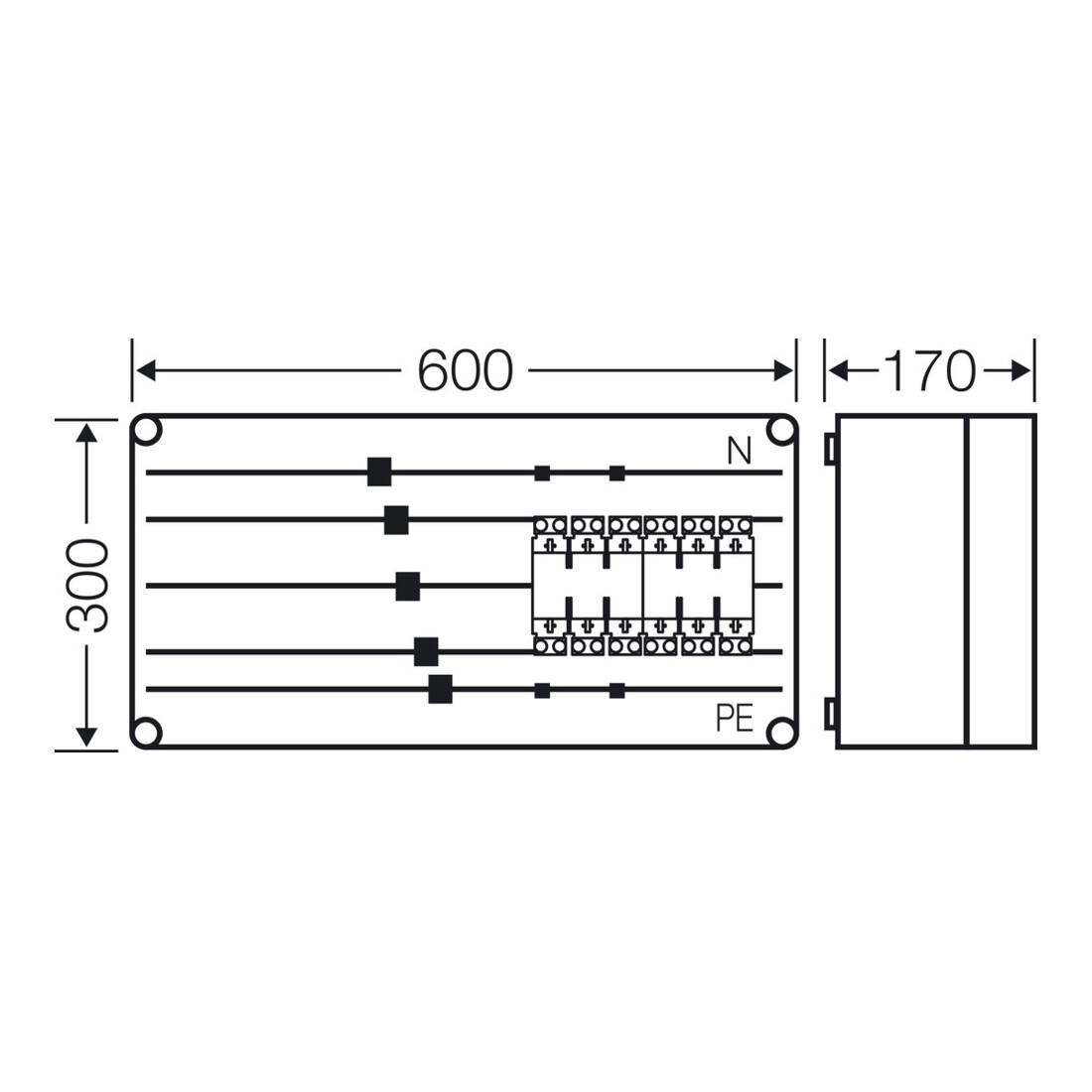 Hensel Boîtier de protection 2xNH00 3p.250A 5p avec Mi 6422
