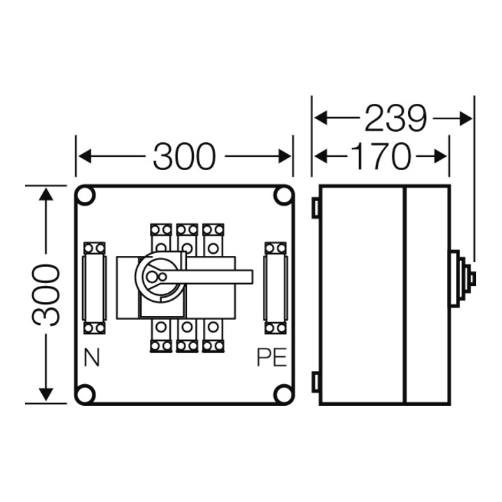 Hensel Boîtier de sectionneur 160A 3p. + PE + N Mi 7256