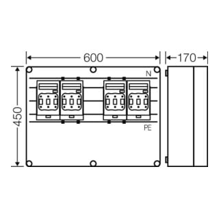 Hensel Boîtier de sectionneur de charge NH-Si 4x3xNH00 250A 5 pôles Mi 6642