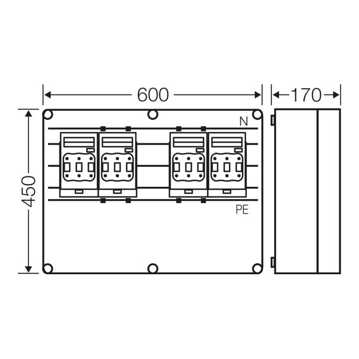 Hensel Boîtier de sectionneur de charge NH-Si 4x3xNH00 250A 5 pôles Mi 6642