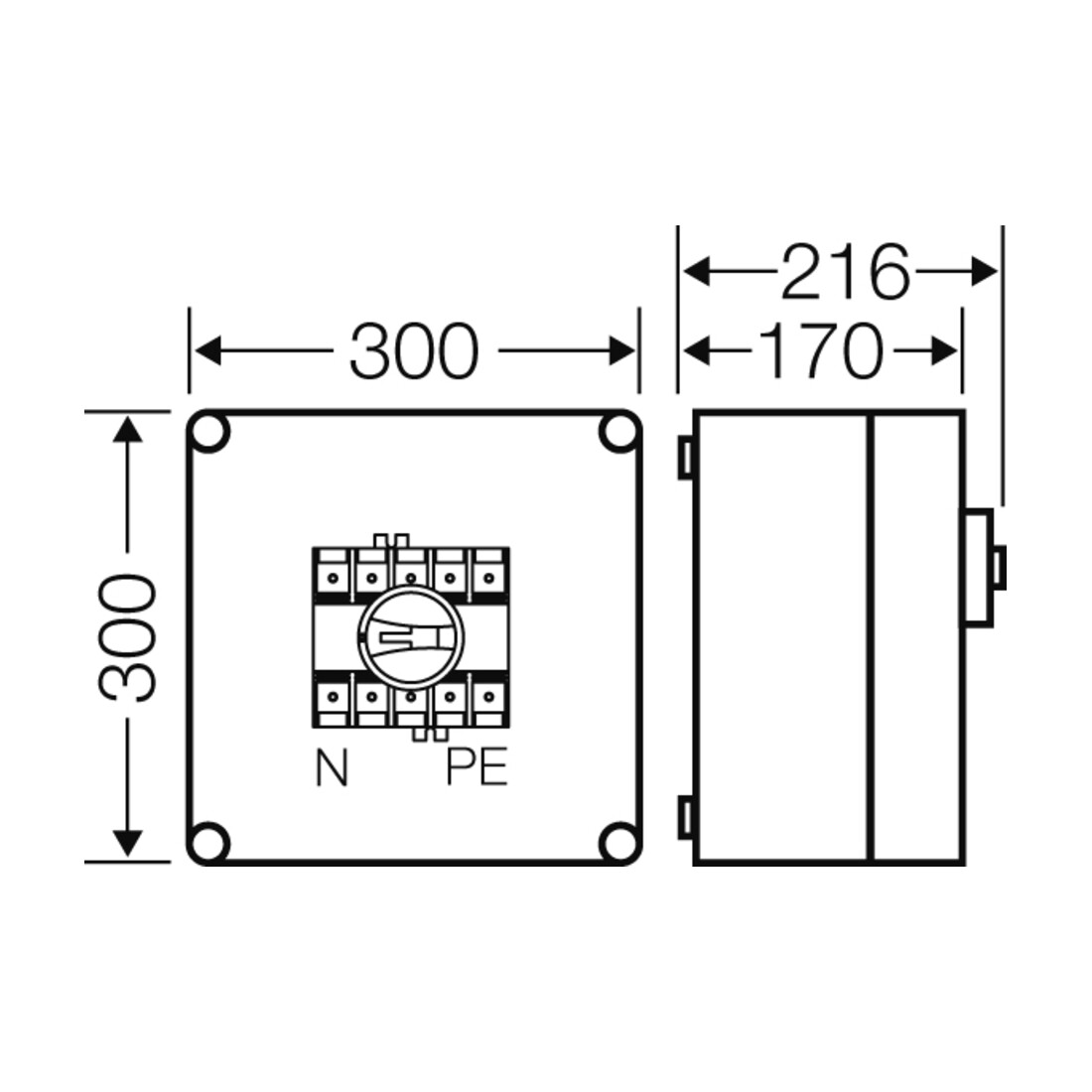Hensel Boîtier d’interrupteur Mi-Last 100A, 3 pôles + PE + N Mi 7213