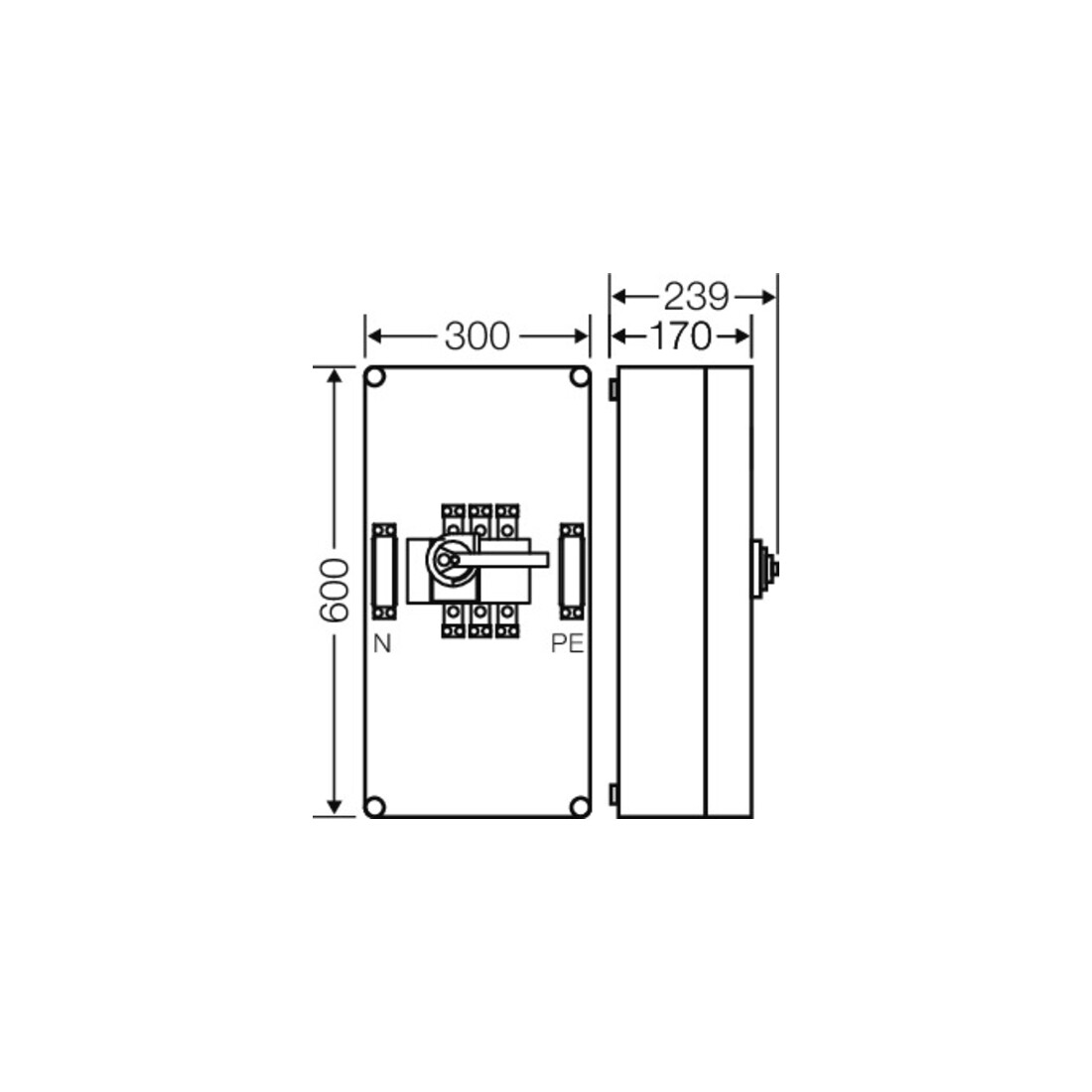 Hensel Boîtier d'interrupteur sectionneur 160A 3p. + PE + N Mi 7456