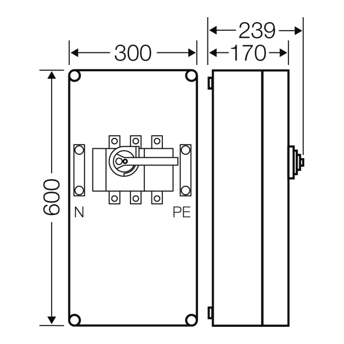 Hensel Boîtier d'interrupteur-sectionneur 250A 3p.+PE+N Mi 7455