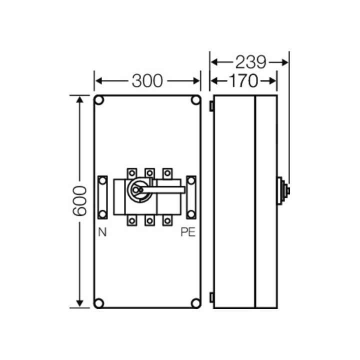 Hensel Boîtier d'interrupteur-sectionneur 250A 3p.+PE+N Mi 7455