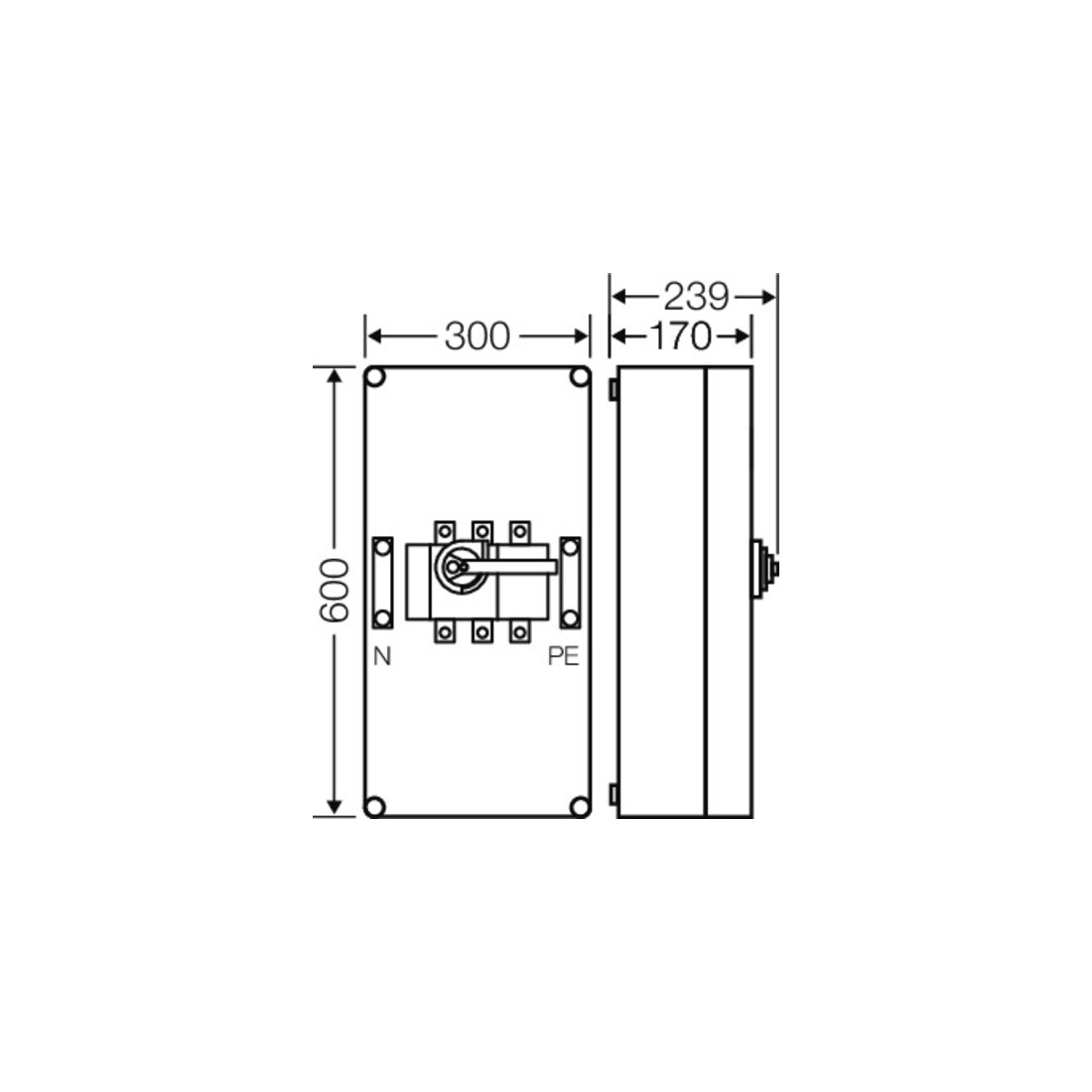 Hensel Boîtier d'interrupteur-sectionneur 250A 3p.+PE+N Mi 7455