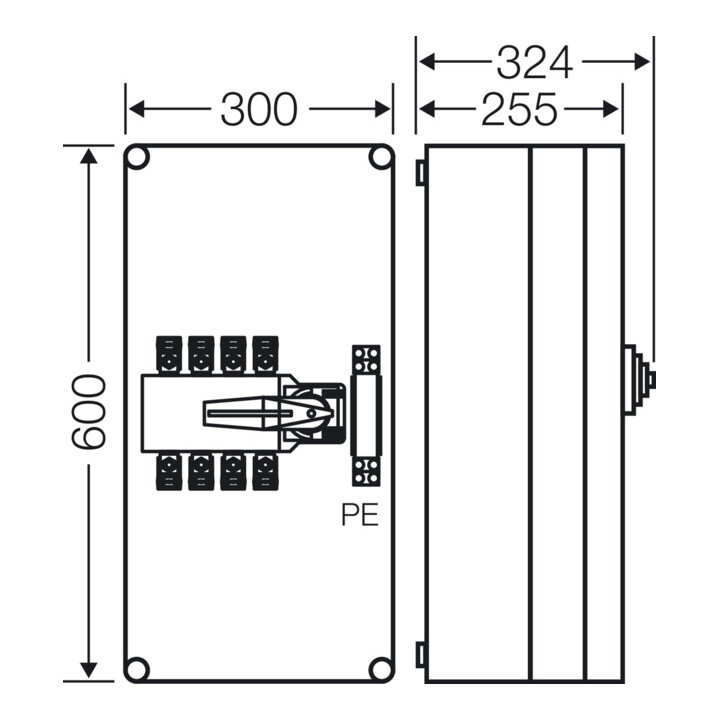 Hensel Boîtier d’inverseur de charge Mi 7481 160A 4 pôles PE