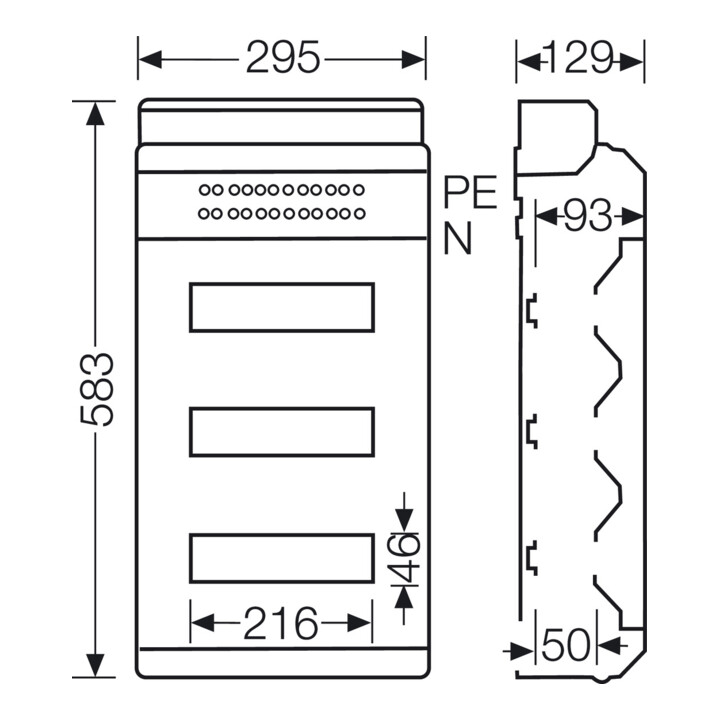 Hensel Boîtier pour automates KV 90, 36 modules, IP 65 9336 NT