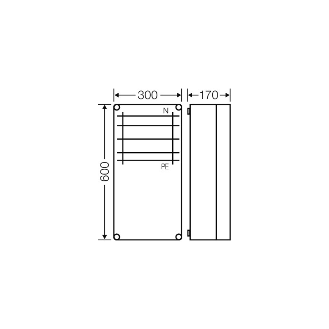 Hensel Boîtier pour barres omnibus 250A 600x300x170mm Mi 6457