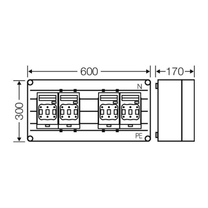 Hensel Boîtier sectionneur de charge NH 4xNH00 3 pôles 400A avec 6466