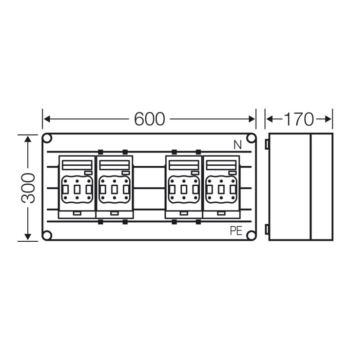 Hensel Boîtier sectionneur de charge NH 4xNH00 3 pôles 400A avec 6466