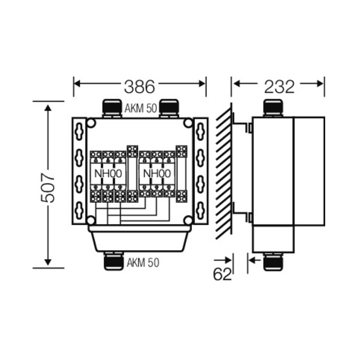 Hensel Distributeur 2x3xNH 00 125A + PE + N 35qmm avec AK 3142