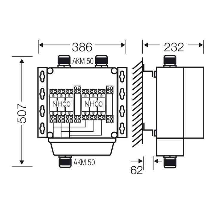 Hensel Distributeur 2x3xNH 00 125A + PE + N 35qmm avec AK 3142