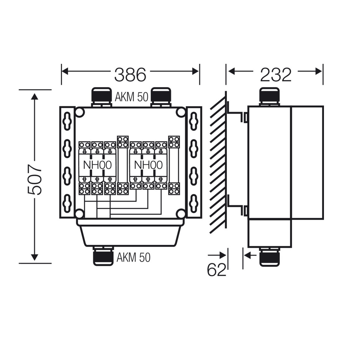 Hensel Distributeur 2x3xNH 00 125A + PE + N 35qmm avec AK 3142