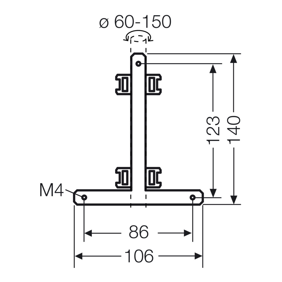 Hensel Fixation de mât pour fixation extérieure KV MB 4