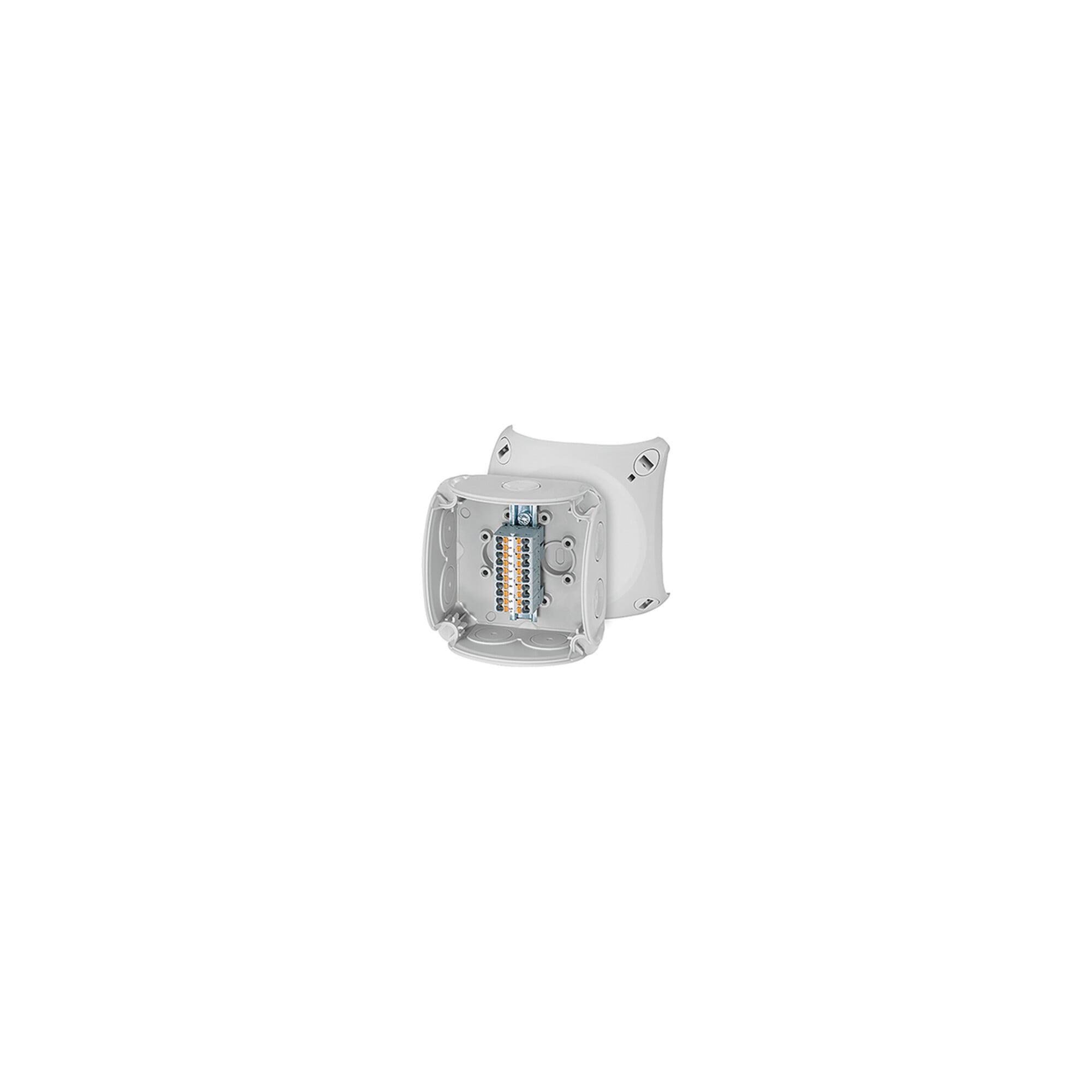 Hensel DK0202 P Kabelabzweigkasten IP65 grau L85xB85xH51mm aus Polycarbonat mit 5-poliger Klemme, 62000294