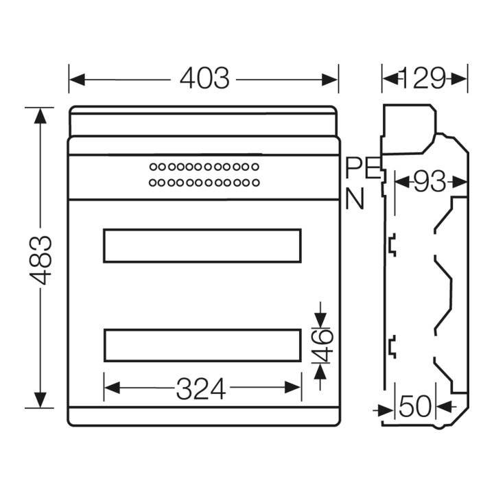 Hensel KV 90 Boîtier d’automate 36 TE, IP 65 9236 NT
