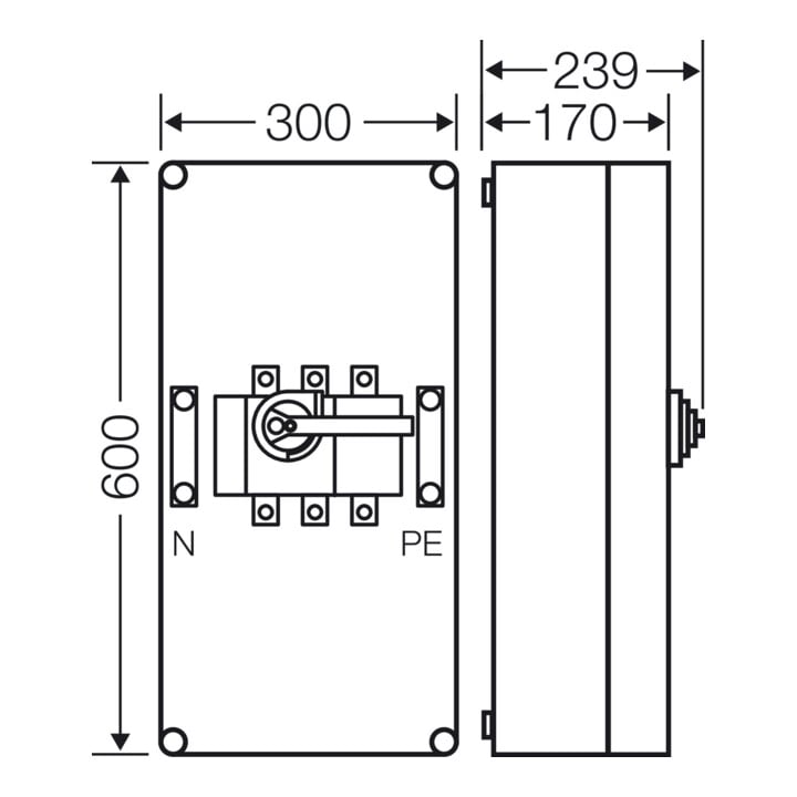 Hensel Lastschaltergehäuse 250A 3p.+PE+N Mi 7455