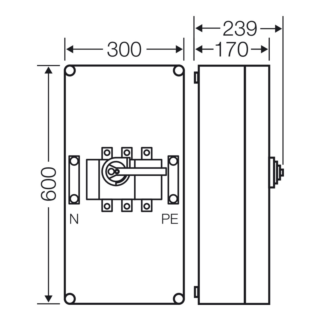 Hensel Lastschaltergehäuse 250A 3p.+PE+N Mi 7455