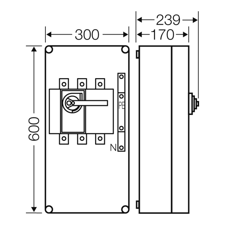 Hensel Lastschaltergehäuse 400A,3pol.+PE+N Mi 7445