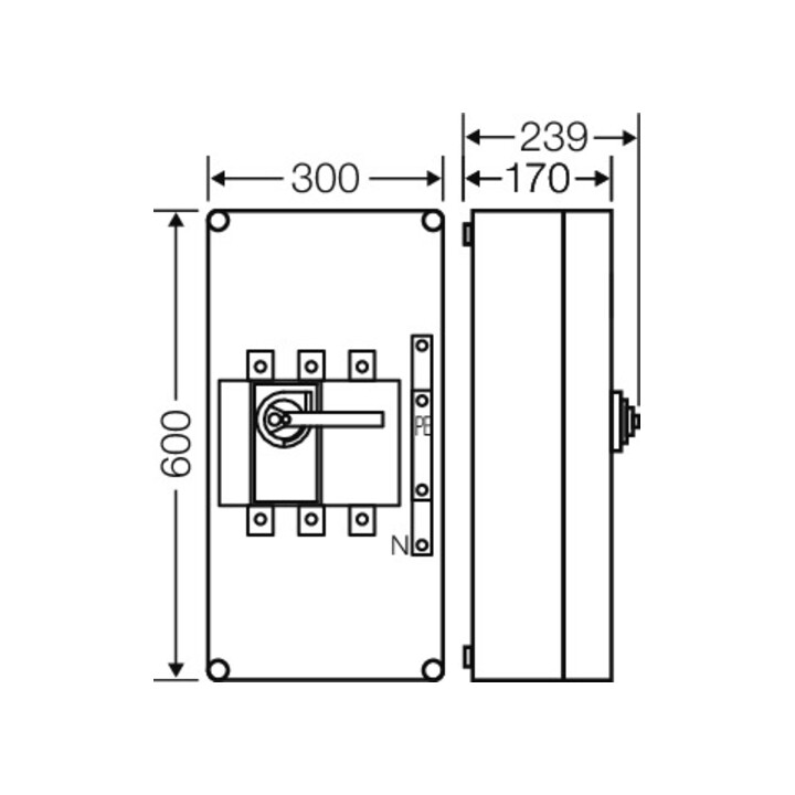 Hensel Lastschaltergehäuse 400A,3pol.+PE+N Mi 7445
