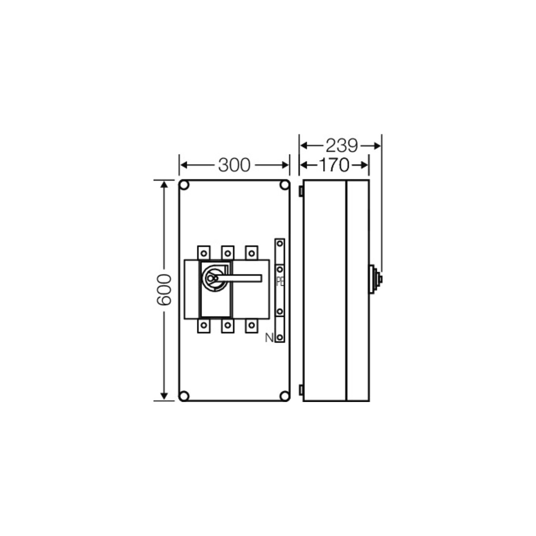 Hensel Lastschaltergehäuse 400A,3pol.+PE+N Mi 7445