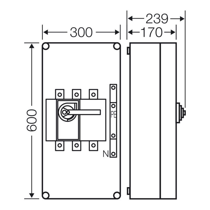 Hensel Lastschaltergehäuse 400A,3pol.+PE+N Mi 7445