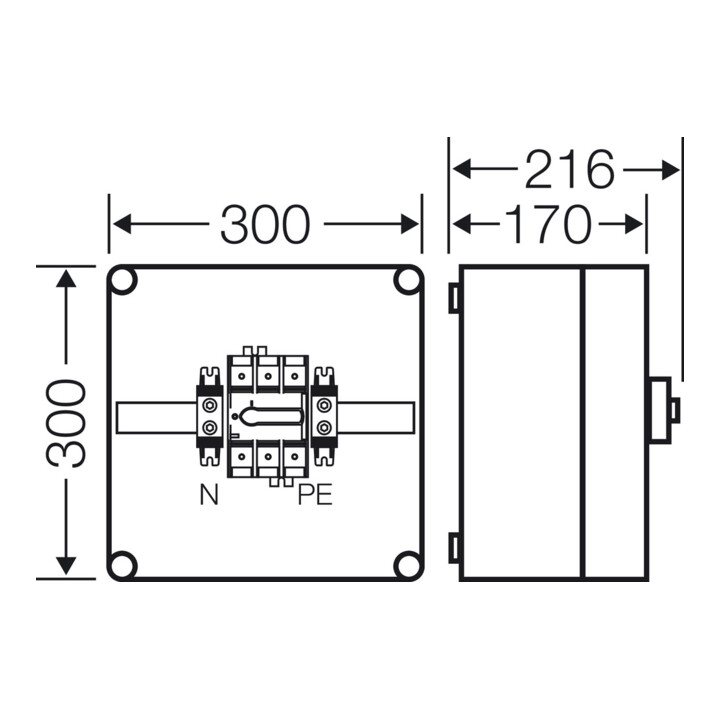 Hensel Lastschaltergehäuse Mi 7215 125A 3polig PE N