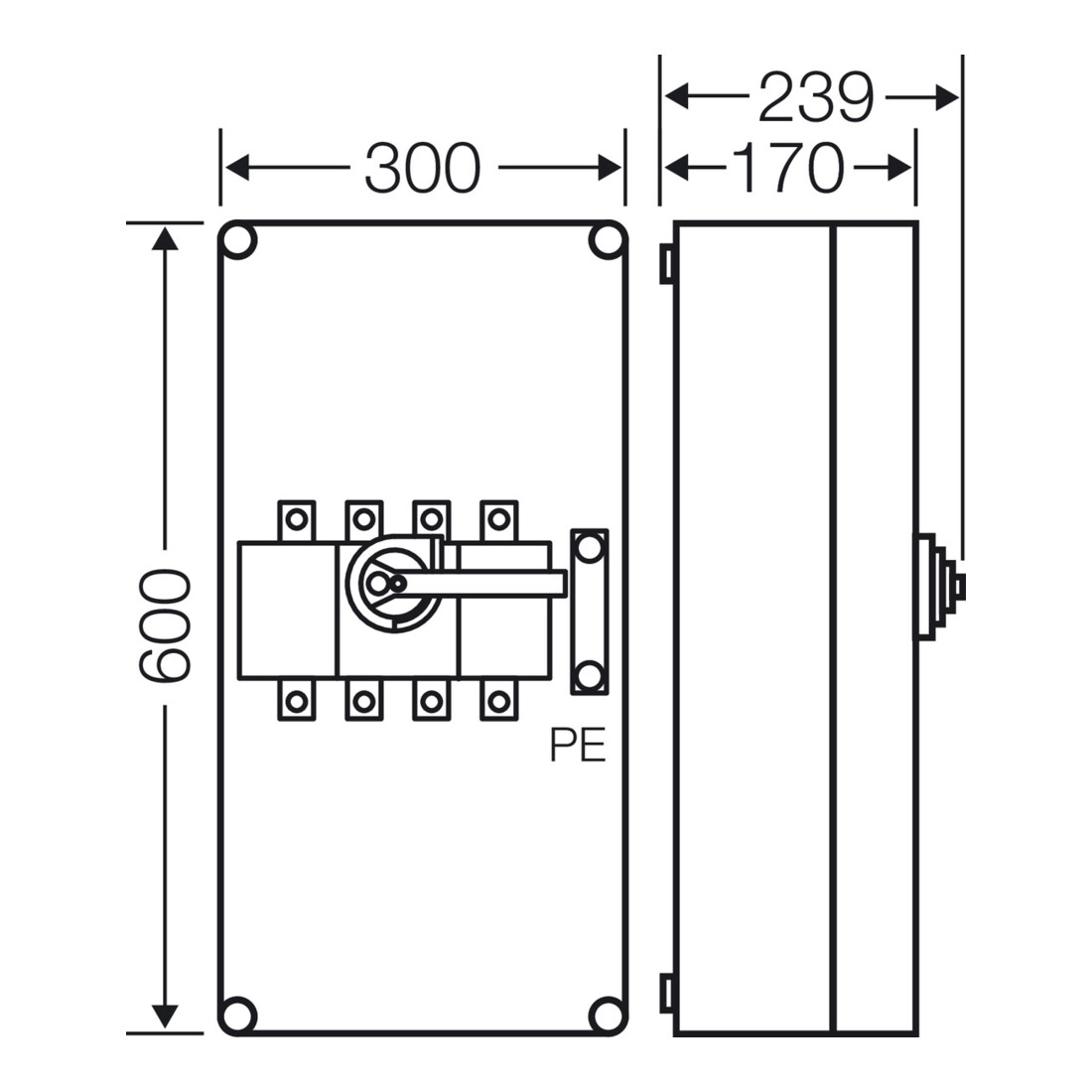 Hensel Mi-Lastschaltergehäuse 250A 4pol.+PE Mi 7454